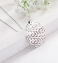 Pendant Necklaces EUEAVAN 10pcs The Flower Of Life Pattern Melon Clasp Circle Necklace Stainless Steel7186637