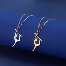 Gymnastikdesign Halskette für Frauen Girls Mode Sport Anhänger Edelstahl Schmuck Schmucktänzer Gymnast Geburtstagsgeschenke