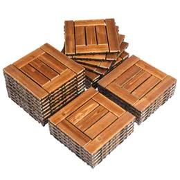 27pcs Wood Interlocking Deck Tiles 11.8"x11.8", Waterproof Flooring Tiles for Indoor and Outdoor, Patio Wood Flooring for Patio Porch Poolside Balcony Backyard