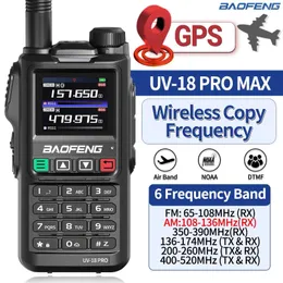 Walkie Talkie Baofeng UV18 Pro Max GPS 10W Bandeira de ar sem fio Frequência Tipo-C VHF UHF para UV-18 HAM Radio