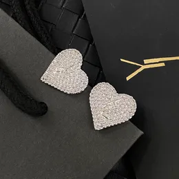 Luxury 925 Silver Plated Earrings Brand Designer Heart Shaped Design Fashionable Earrings High Quality Diamond Inlaid Charming Girls High Quality Earrings