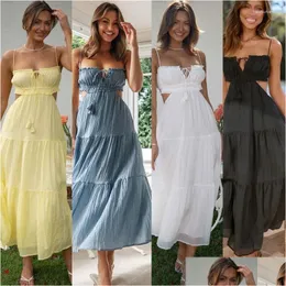 Vestidos casuais básicos Bandeau sexy Sling Long Dress Vesti