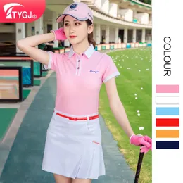 Ttygj Golf Kleidung Damen Sport kurzärmelig T-Shirt Tennis Clothing Tops Korea Stil atmungsablöschbar 240518