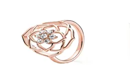 2021 MOTHER039S DAG ROSE GOLD PLATED RING 925 Sterling Silver Jewelry Flower Kronblad Uttalande Ringar för kvinnor 189412C017377340