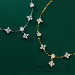 Kamira Real 925 Sterling Silver Fashion Sweet Clover Zirconia Bracelete para mulheres Luxo Casamento elegante e belas joias finas 240518