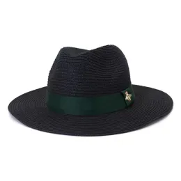 Cappelli di paglia di design Cappello da secchio di lusso per uomini Donne a colori solidi Cappelli top berretto Cappello Panama con nastro verde rossa Cap casual