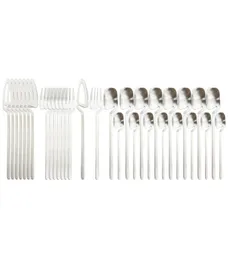 New 32Pcs Flatware Silverware Set 1810 Stainless Steel Dinnerware Knives Forks Spoon Dinner Tableware Bar Party Cutlery Set7163060