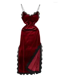 Повседневные платья пена сексуальные женские спагетти ремешки бархатного платья Элегантное цветочное кружевное сплайсин