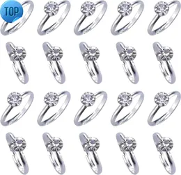 80 Pack Brud Shower Rings Silver Diamond Engagement Rings for Wedding Table Decorations Party Games Cupcake Toppers