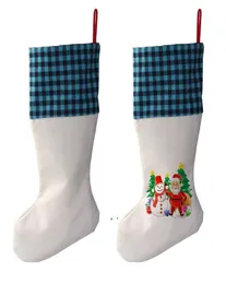 Sublimation Buffalo Ploid Christmas Stocking 4 Colori Blank Halloween Candy Socks Santa Gift Borse di Natale Oratura Orament Nave di mare BWA768713208