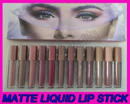 New Beauty Lips Makeup Liquid Lipstick 12pcsset lipgloss lip gloss matte long recling lip stick3945567