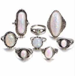 40st Lot Mixed Ring Fashion Jewelry Ousled Imitation Opal Alloy Metal Rings smycken för Woman Man2722677