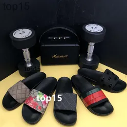 Modeschuhe Frauen Männer gleiten Sandalen Schwarze Blumenleinwand Grünblaue Blumen Web Gummi -Erdbeer -Druckstreifen Gummi Ecru Sommerplattform Strand Flats 55