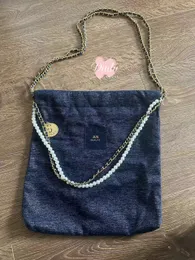 Boutique Packing Fashion Glitter Blue Tote With Chain Bag Beaute.Gift Big Size