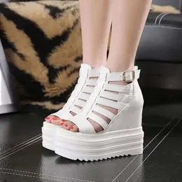 European Sandals High-heeled s Wedges with Muffin Thick-bottom Fish Mouth Shoes Internal Increase Women's Cool Boots Sandal Wedge Fih Shoe Increae Women' Boot d 3057