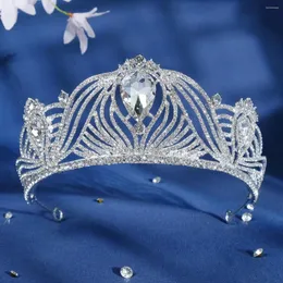 Klipsy do włosów Silver Rhinestone Pearl Baroque Crown Akcesoria dla kobiet biżuterię ślubne Tiary i nakrycia głowy