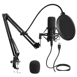 Mikrofone USB -Mikrofonkondensator D80 Aufnahme mit Stand- und Ringlicht für PC Karaoke Streaming Podcasting YouTube Drop DHV8C DHV8C