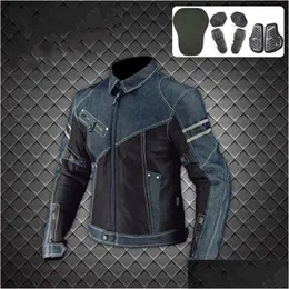 Motorcykelkläder Ny Komine Jacket JK-006 Denim Mesh Racing Suit Locomotive Anti-Fall Clothing Riding Moto Drop Delivery Automobiles OTS48