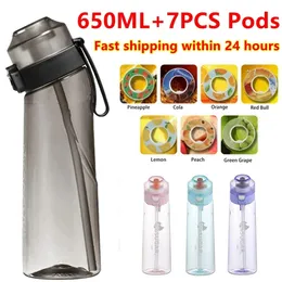 650ml Flavored Water Bottle Sports Drinking Bottle Flavor Pods Fruit Scent Up Water Cup for Outdoor Camping Fitness Fashion 240511