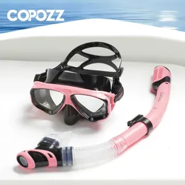 Copozz Professional Diving Scuba Mask dimma gratis Uppblåsbar dykning dykande skyddsglasögon tätade dykning härdade glasglasögon Mensglasögon 240430