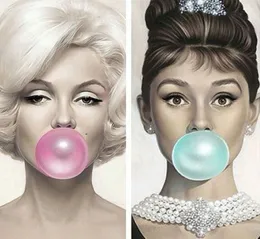 Audrey Hepburn Marilyn Blowing Bubbles Art Silk Print Poster 24x36inch (60x90cm) 0167994518