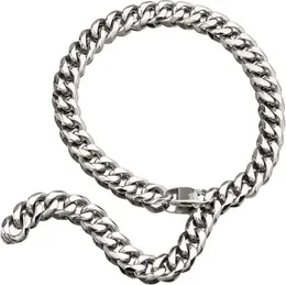 Hip Hop Mens Choker rostfritt stål Miami -kedja Curb Cuban Link Rapper halsbandsmycken med svans