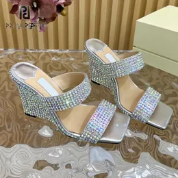Slippers Pearls Wedge High Heel Slipper Shoe Straps Open Toe Luxury Party Wedding Summer Slides Bridal Beautiful Elegant Delicate