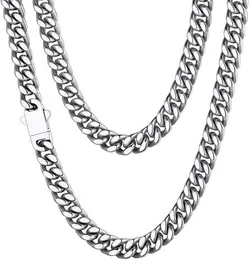 ChainsHouse Stainless Steel Mens Cuban Link Chain Black/18K Gold Miami Cuban Chain Necklace 5/7/9mm/12mm Width No Tarnish Durable Hip Hop Mens Jewelry 18-30 Send Gift Box