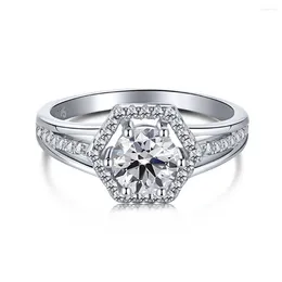 Кластерные кольца S925 Чистое серебряное кольцо женское моделируемое бриллиантовое Мосанг Циркон с высоким содержанием углерода