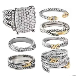 Anelli di banda Fashion Dy Men Designer Ring Designer per Women Jewelry Sier vintage X Mens Luxury Boy Gift Drop Delivery Otbhf