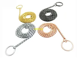 10pcslot 4mm 5mm diameter High quality Dog Leash Outdoor Walking Training Metal Snake Chain Dog Collar copper Basic Leashes4537396