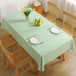 Lime Plaid PVC Desktop Hushåll Rektangulär tryckt surfplatta är enkel matbordduk Nappe de Table Ronde 10Guadbx01