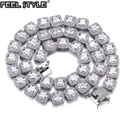 10mm Bling Iced Out Cubic Zirconia Bracelet colar Geométrico Cadeia de Tênis de Pedra Cz de Pedra para homens Jóias de mulheres Hip Hop1 1910