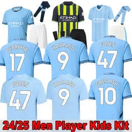 Man Citys Haaland Soccer Jerseys Foden Gvardiol de Bruyne Футбольная рубашка детская финала Стамбул Грелиш 24 25 J.Alvarez Mancheste Новую годовую форму