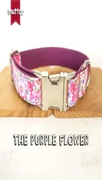 Muttco Retailing Personalized particolare Collar per cani The Purple Flower Creative Style Dog Collars e Leashes a 5 dimensioni UDC049331084