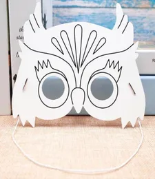 Kindergartenmalerei handgefertigte DIY Graffiti leere Maske Kunstmaterial Owl Cartoon Papiermaske Gemälde geeignet für Kinder4087506