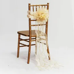 2024 Fashion Elegant Vintage Wedding Sedia copre Orgua Bruffles Flower Sashes Accessori per feste all'ingrosso 01