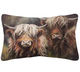 Almofada de almofada de casas de vaca montanhosa Cushionscoration Pintura de animal Caso de linho bege 30x50cm Decoration54877747