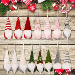 Decorações de Natal tricotadas bonecas sem rosto ornamento barba longa e gnome Santa Natal Porta de árvore pendurada pendentes em casa festa de ano novo holi ot9vj
