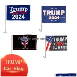 Banner Flags Stock Trump 2024 Seçim Araba Bayrağı Kampanyası Arabalar Dekorasyon Teslimat Ev Bahçe Festival Parti Malzemeleri Dhpki