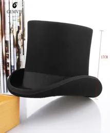 Homens de estilo da Inglaterra Tops 100wool Fedoras Mad Hatter Top Hats Tradicional Presidente Presidente Hat Party Steampunk Mágico Cap C195435733