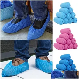 Disposable Covers Protective Clothing 200Pcs Shoe Er Dustproof Non-Slip Safety Shoes Suit Thick Cleaning Overshoes Drop Delivery Hom Dhjq7