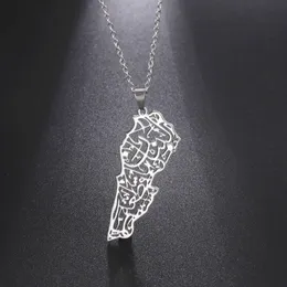 Colar de pingente do Líbano Homens do país Geografia Liban Mapa de colares de aço inoxidável para mulheres de joias no atacado