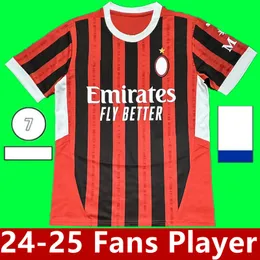 AC 24 25 25 Milan Giroud 축구 유니폼 2024 Pulisic Theo Reijnders 셔츠 Romagnoli Rafa Leao S.Castillejo Reijnders Loftus-Cheek Football Uniform Fans Player Men Kids