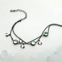 Bracciale vintage Thaya per donne Design originale S925 bracciali in argento sterling per ragazze a doppia catena gioielli di cristallo elegante 240518
