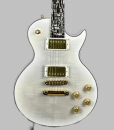 Najwyższej jakości niestandardowe elektroniczne strojenie gitary -O -Micat Bridge White Solid Guitar Abalone Flower Embedded Finger 1959