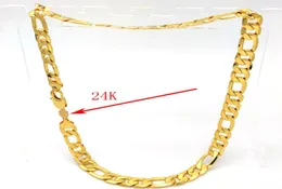 Schwere Männer039s xxl Kette 24 K Stammep Link Halskette Fest gut Gold Authentische Figaro 12 mm Italienisch 24quot Markenzeichen1860509