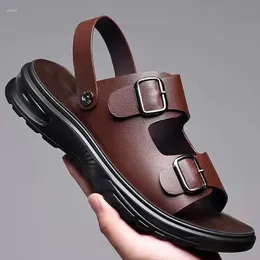 Männer echte Sandalen Schuhe für S Sommer Leder Mode Slipper bequemer Sohle lässig Street Cool Beach COMTABLE 469 Schuhsandal Fahion Cau 860 D Sa A CEC2