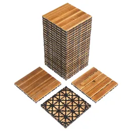 27pcs Wood Interlocking Deck Tiles 11.8"x11.8", Waterproof Flooring Tiles for Indoor and Outdoor, Patio Wood Flooring