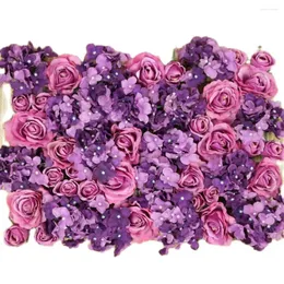 Dekorativa blommor lila konstgjorda siden rose hortensia blomma vägg bröllop bakgrund dekoration ärk boho dekorerazioni per esterni